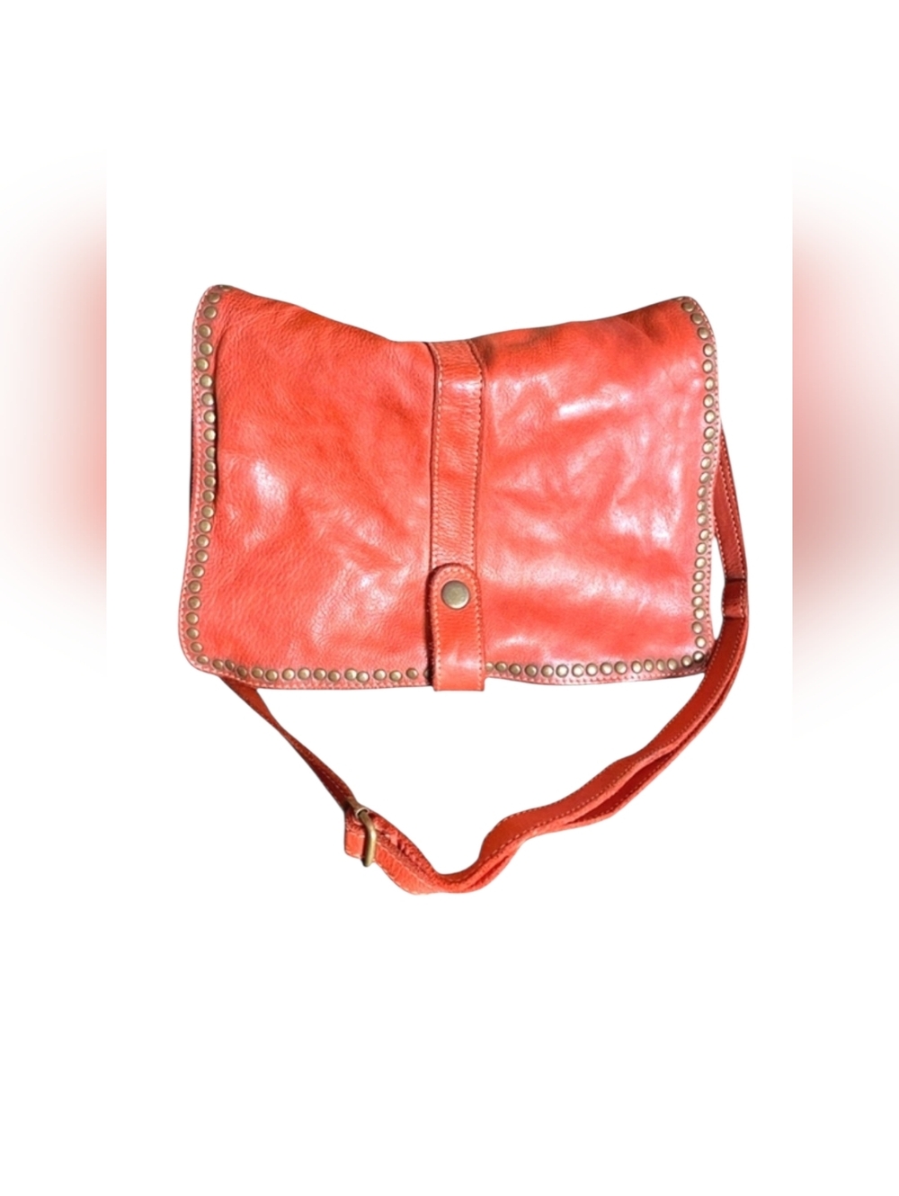 Costanza Rota Leather Studded Shoulder Crossbody Red Bag